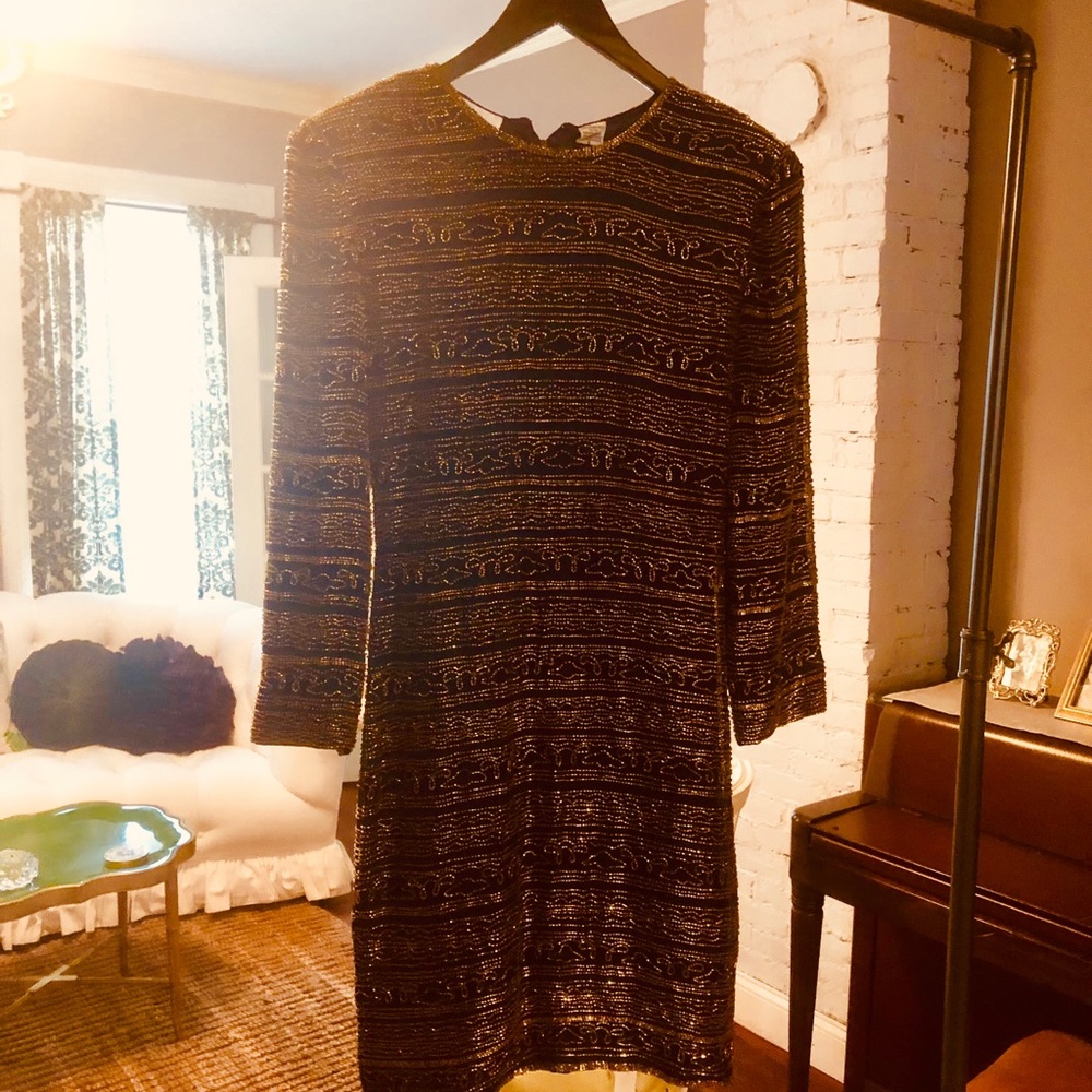 Lawrence Kazar Vintage Beaded Cocktail Dress Sz Sm